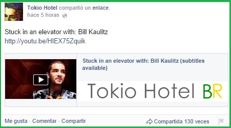 Facebook Tokio Hotel: Presa no elevador com: Bill Kaulitz (15.10.14)