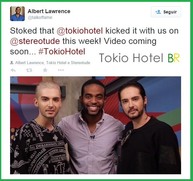 Twitter @talkoffame: Tokio Hotel é mencionado! (31.10.14)