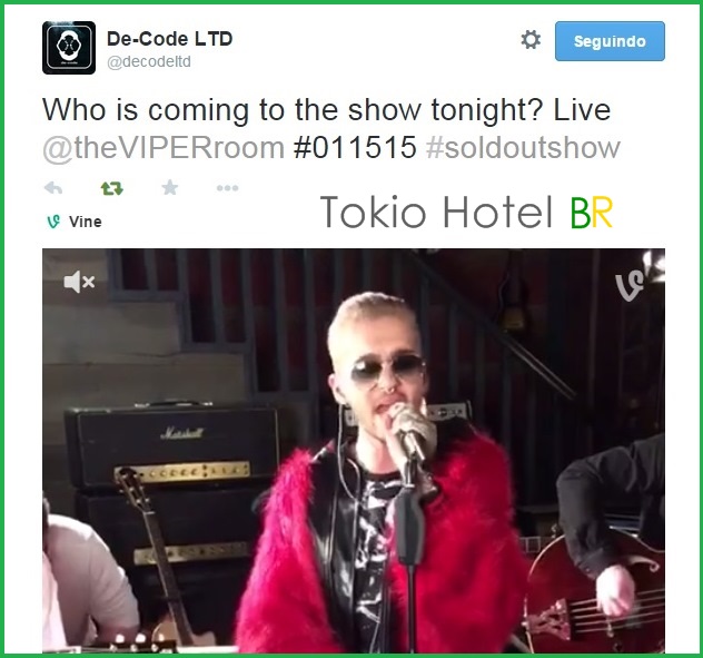Twitter @decodeltd: Quem irá ao show esta noite? (15.01.14)