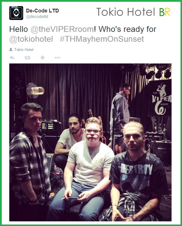 Twitter @decodeltd: Quem está pronto para Tokio Hotel? (15.01.15)