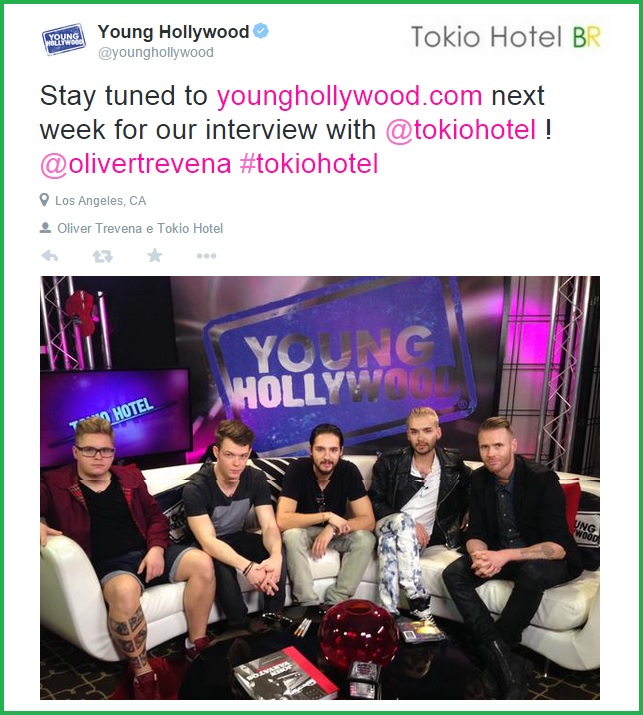Twitter @younghollywood: Entrevista com Tokio Hotel (08.01.15)