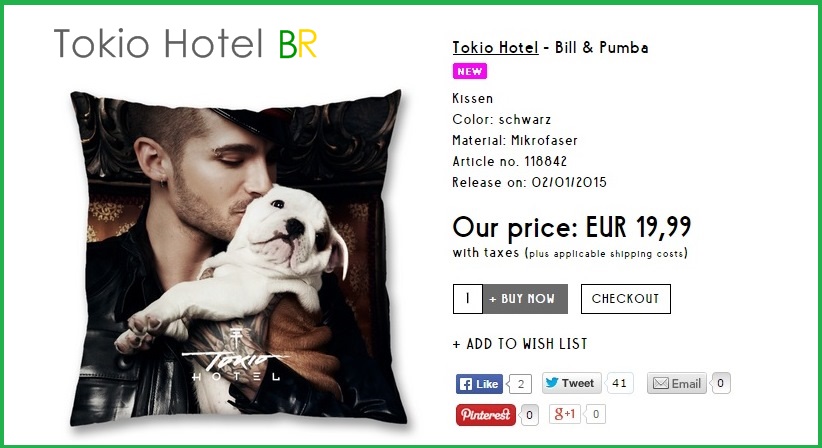Loja Oficial do Tokio Hotel: Novo Produto! (01.02.15)