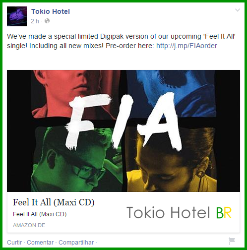 Atualização Tokio Hotel: Fizemos uma versão especial limitada do nosso próximo single (26.03.15)