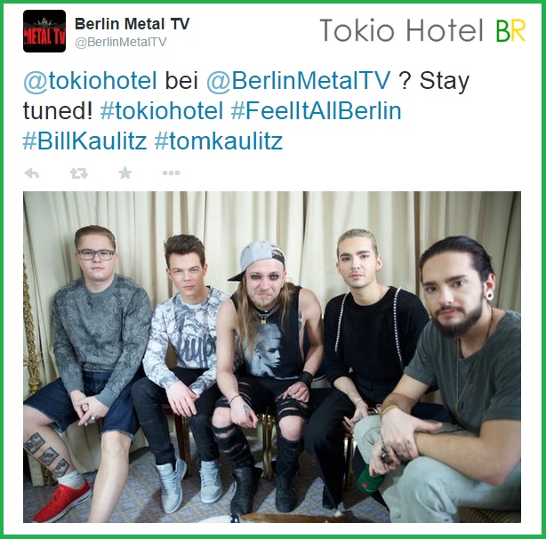 Twitter @BerlinMetalTV: Tokio Hotel no Berlin Metal TV! (23.03.15)