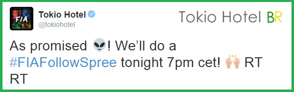 Twitter @tokiohotel: #FIAFollowSpree (02.04.15)