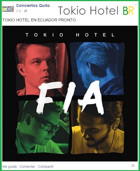 Conciertos Quito: Tokio Hotel em Equador em breve (16.05.15)