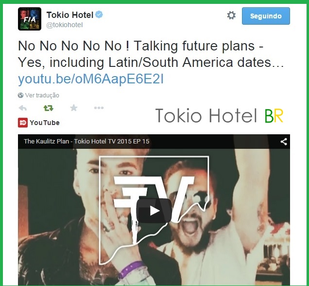Twitter @tokiohotel: Novo Episódio do THTV! (13.05.15)