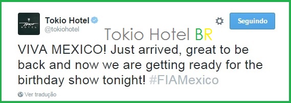 Twitter @tokiohotel: Viva o México! (01.09.15)